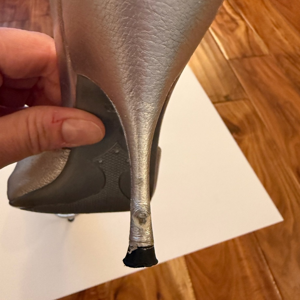 Prada Silver Mules with Low Heel Sleek Modern Design - Picture 6 of 7